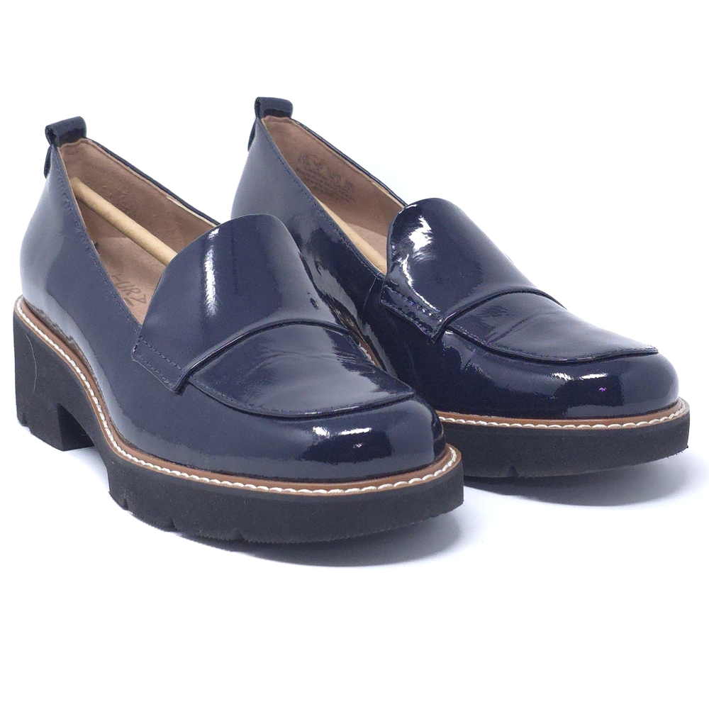 Naturalizer Darry Navy Patent Leather Loafers 6.5W Wide Comfort Shoes - Picture 2 of 12